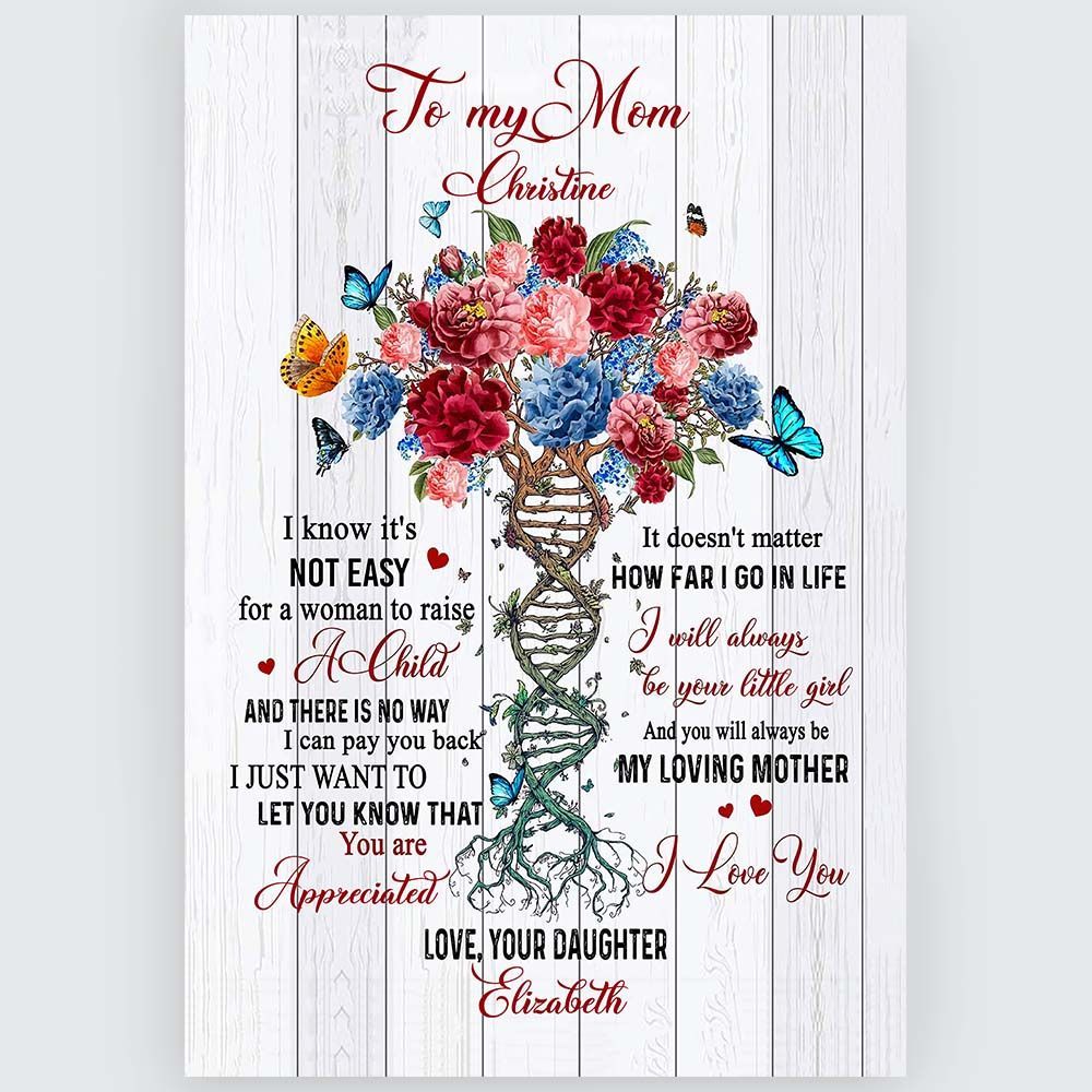 Personalized Wall Art Custom DNA Floral To My Mom Gifts From Daughter