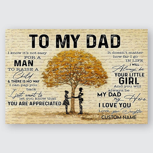 Gifts for Dad from Daughter To My Dad I Know it's Not Easy Vintage Wall Art