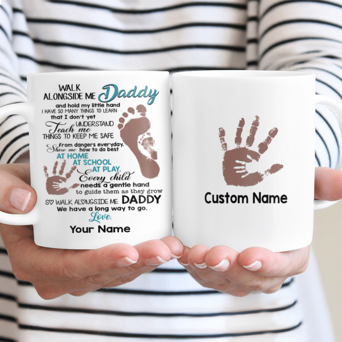 Gifts For Dad Walk Alongside Me Daddy Hand In Hand Custom Name Gifts Idea