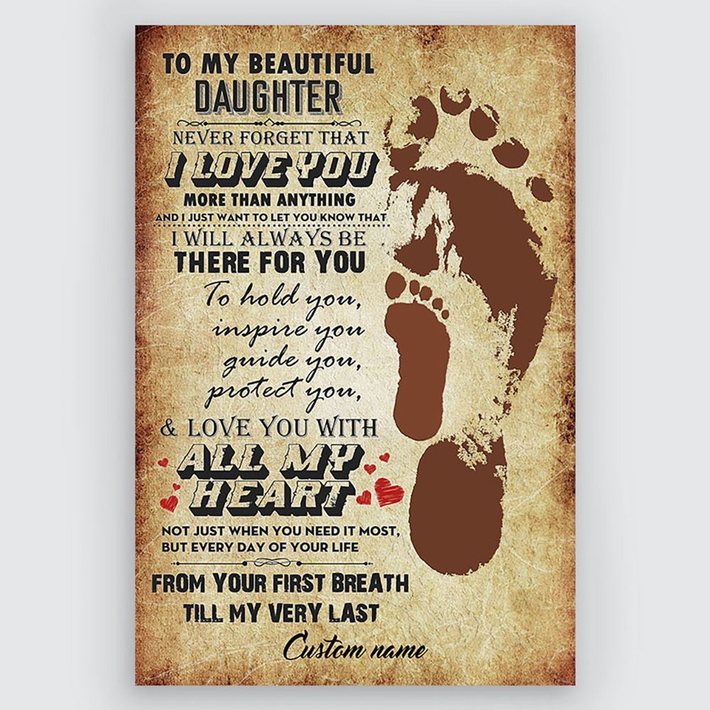 Personalized Poster Footprint Gifts For Daughter From Mom, Dad I Love You