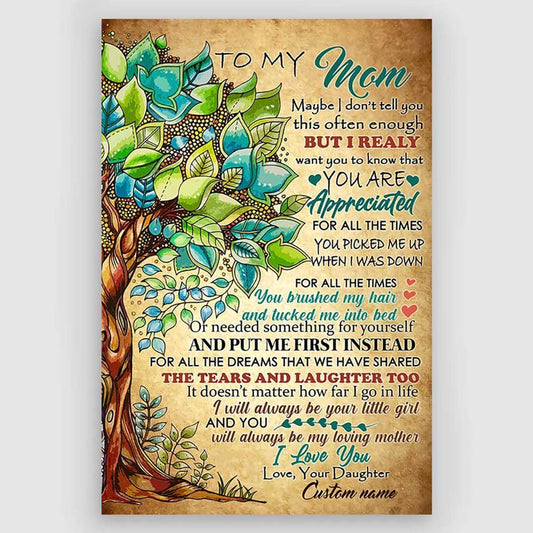 Gifts For Mom From Daughter To My Mom I Love You Personalized Gifts Poster