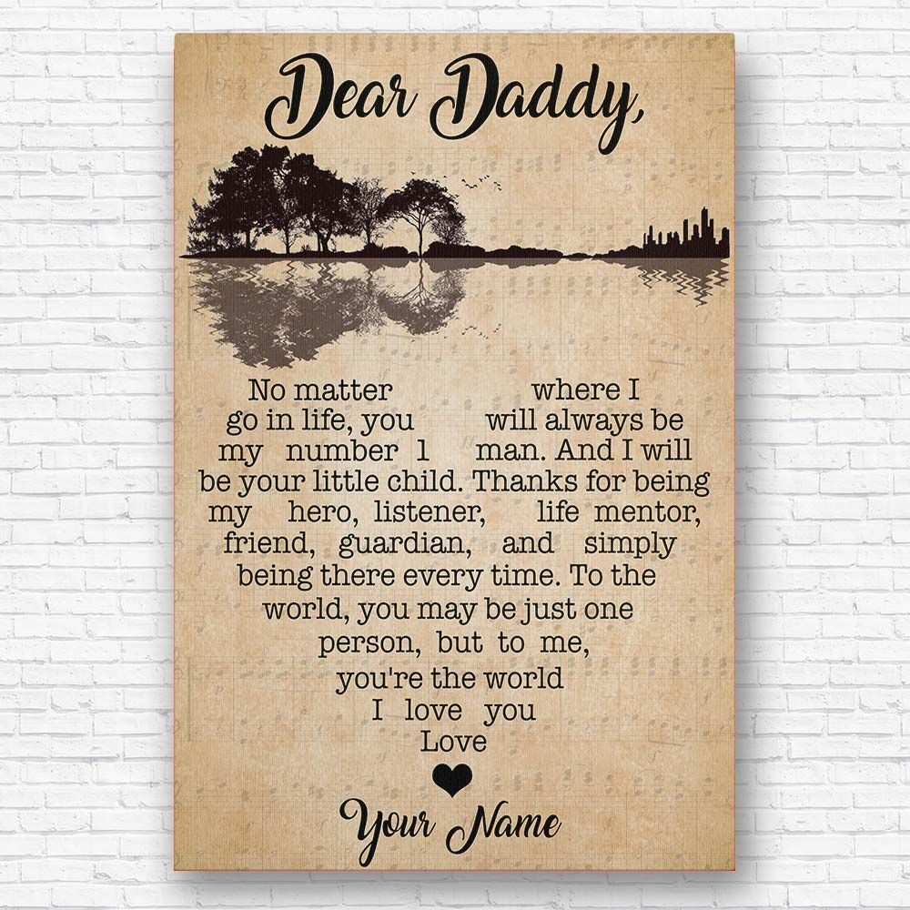 Gifts for Dad Meaningful Quote Canvas Wall Art With Vintage Guitar Art