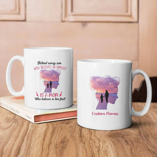 Personalized Gifts For Mom Behind Every Son Is A Mom Custom Mug