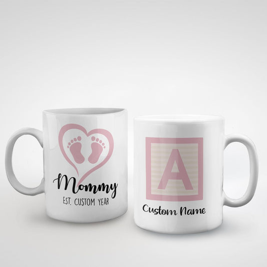 Mommy Of New Born Baby Girl Custom Name And Date Mug