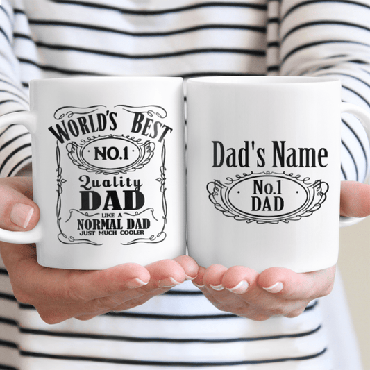 Gifts For Dad World's Best No.1 Quality Dad Custom Mug Whiskey Label Style