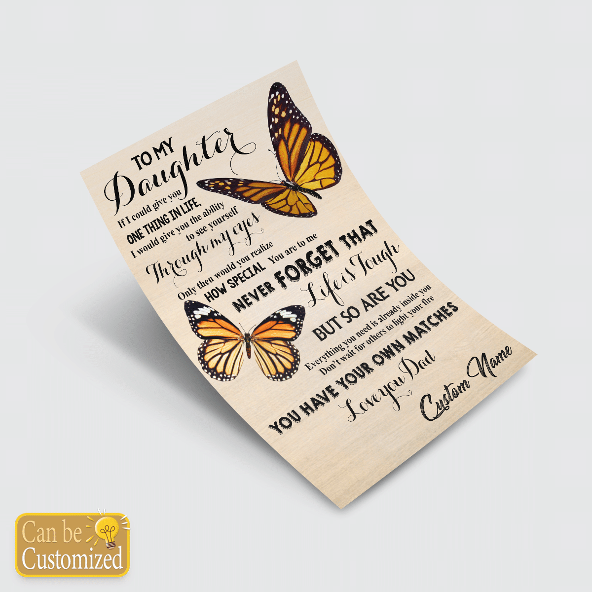 To My Daughter Butterfly Wall Art Personalized Gift From Dad