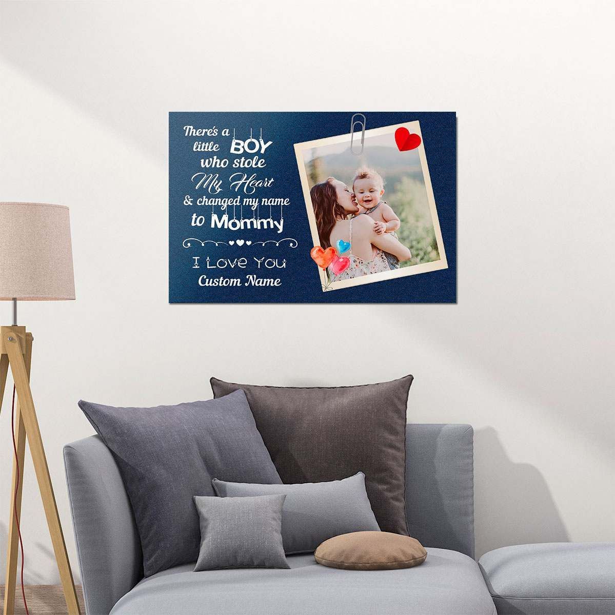 Personalized Gifts For Mom There's A Little Boy Who Stole My Heart Custom Photo and Name