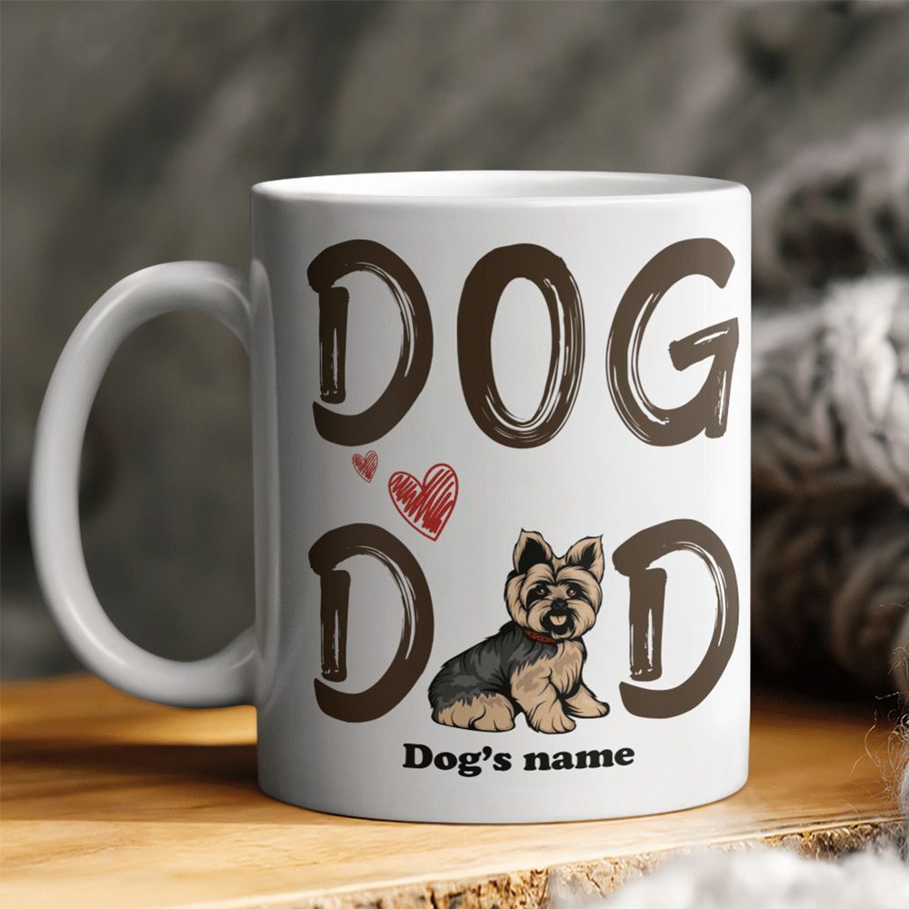 Gifts for Dog Dad Mug Personalized Dog Breed And Name Funny Gift