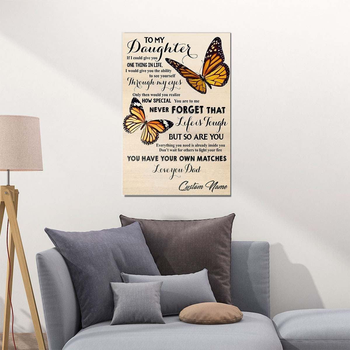 To My Daughter Butterfly Wall Art Personalized Gift From Dad