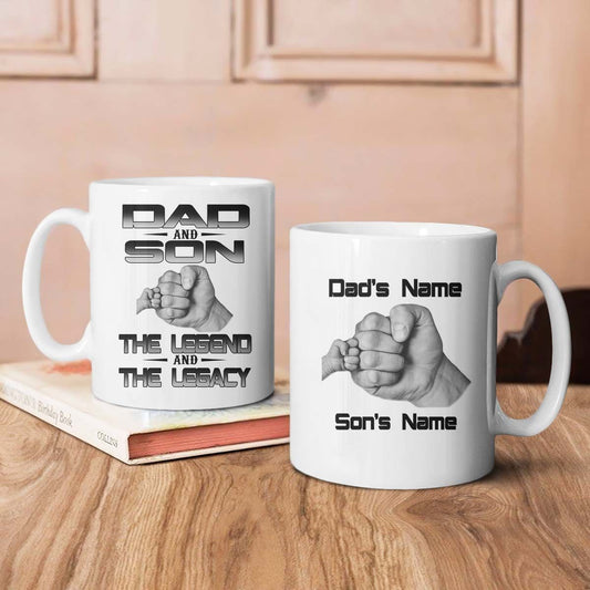 Gifts Dad And Son The Legend And The Legacy Custom Name Mug
