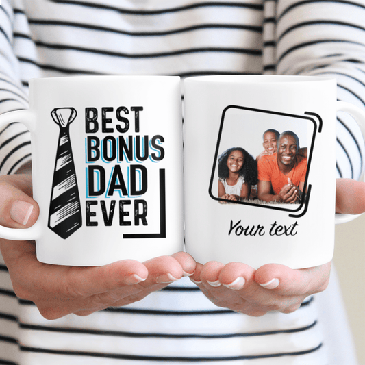 Best Bonus Dad Ever Custom Name And Photo Mug Personalized Gift
