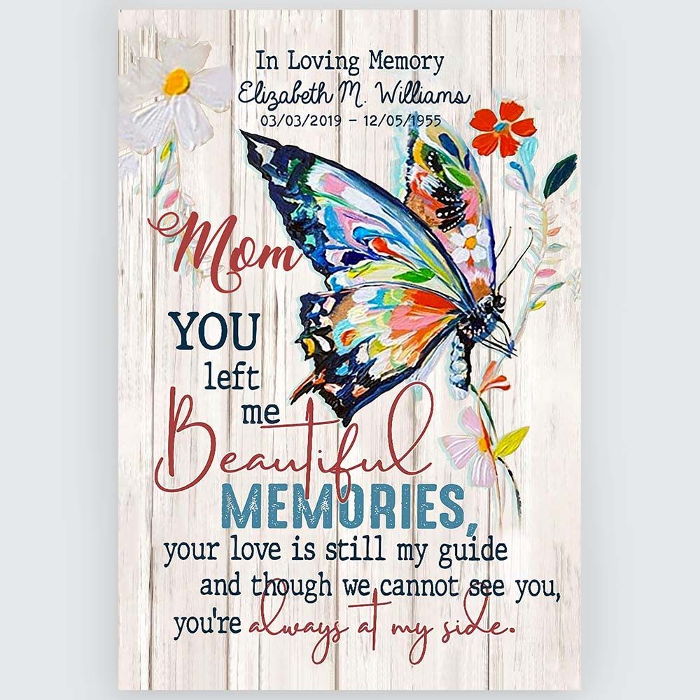 Personalized Wall Art In Loving Memory For loss of Mother Butterfly Custom Name and Date
