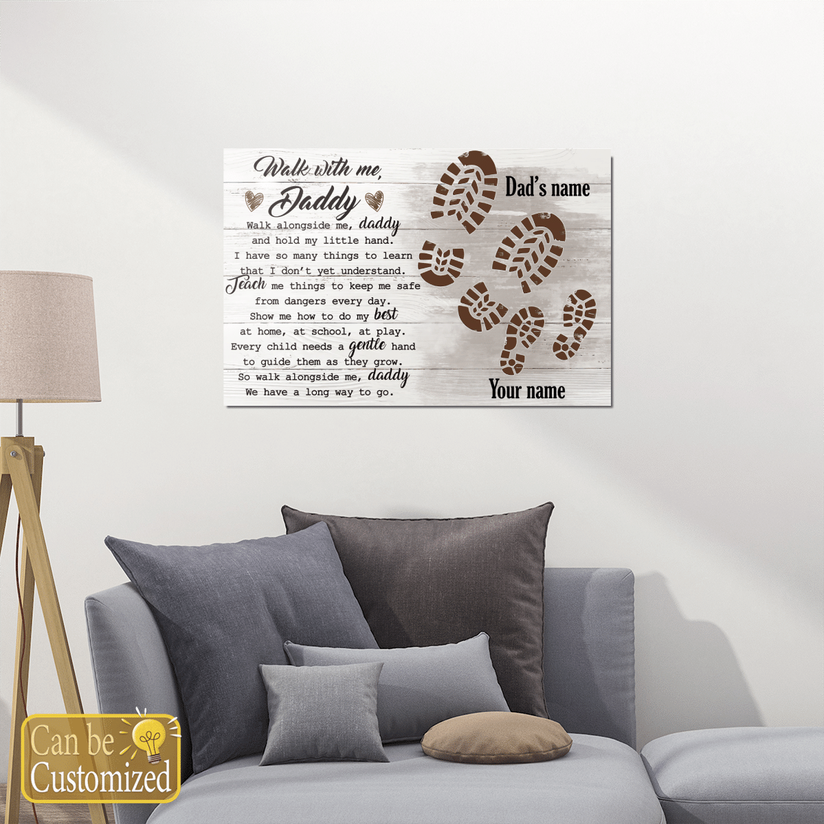 Gifts for Dad Walk Alongside Me Daddy Poster Meaningful Quotes Personalized Gifts