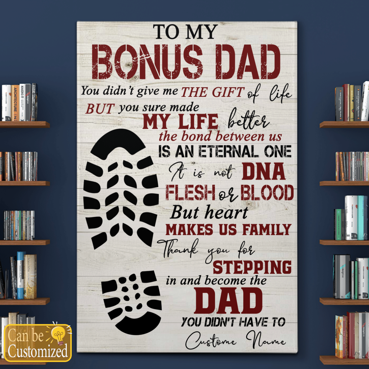 Bonus Dad Gifts To My Bonus Dad Personalized Canvas Wall Art Meaningful Quotes
