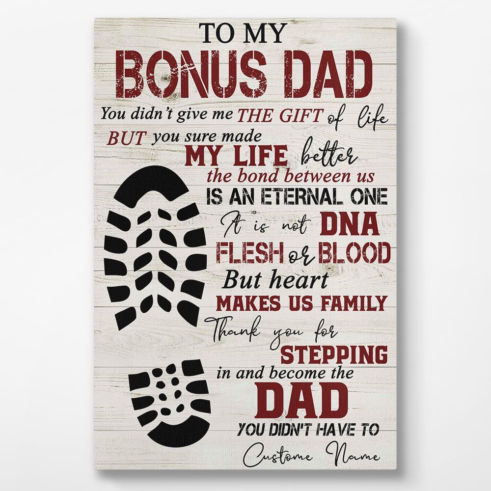 Bonus Dad Gifts To My Bonus Dad Personalized Canvas Wall Art Meaningful Quotes