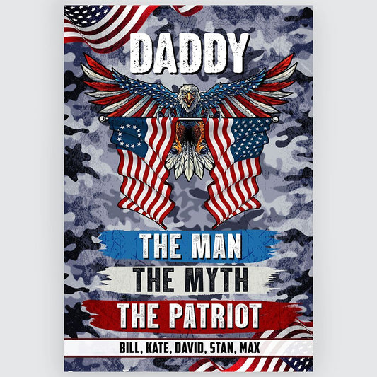 Personalized Gifts Canvas Poster Dad The Man The Myth The Patriot Custom US Flag