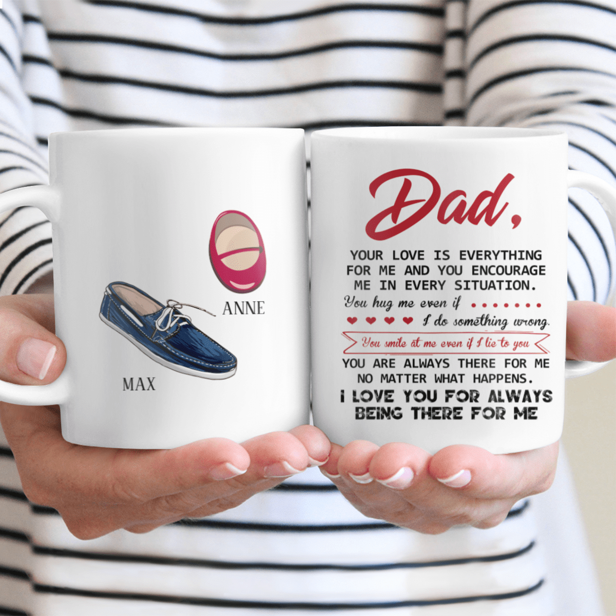 Gifts for Dad From Daughter Meaningful Quote Custom Mug With Shoe Art