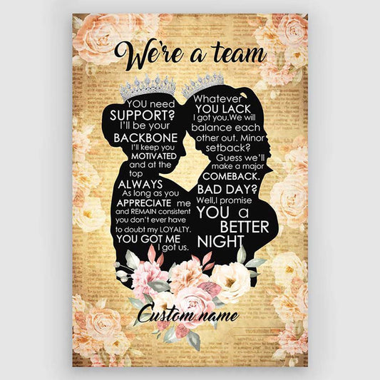 Gifts For Mom From Daughter We're A Team Wall Art Poster With Meaningful Quote