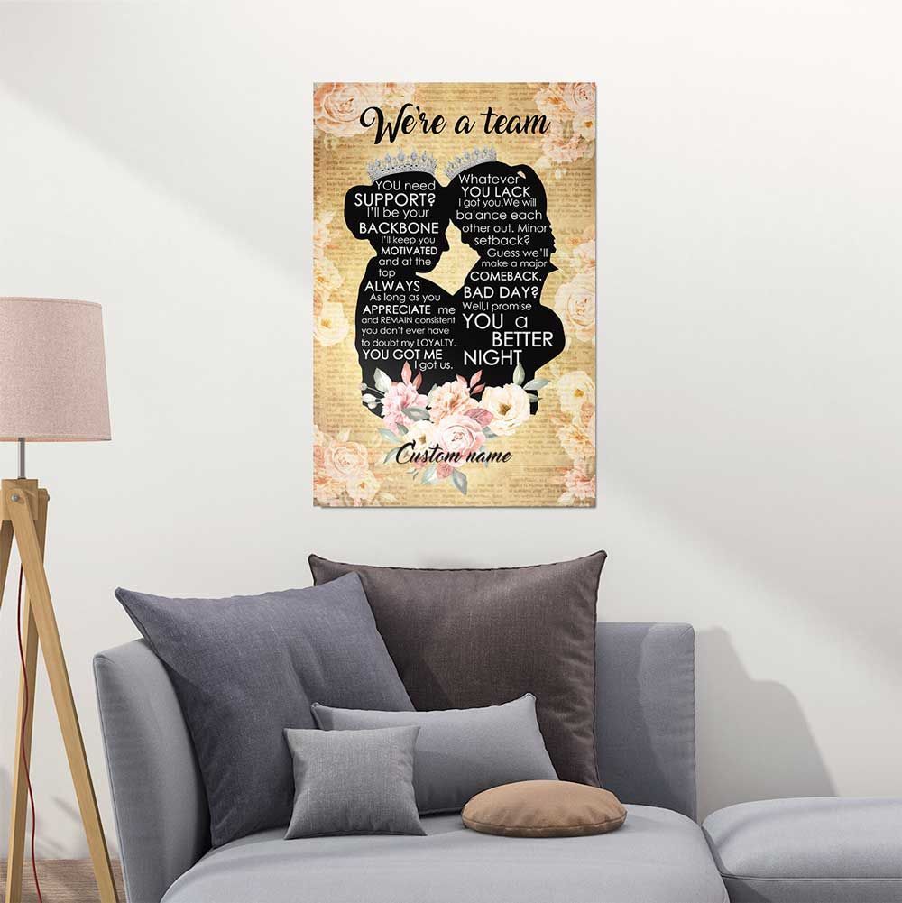 Gifts For Mom From Daughter We're A Team Wall Art Poster With Meaningful Quote