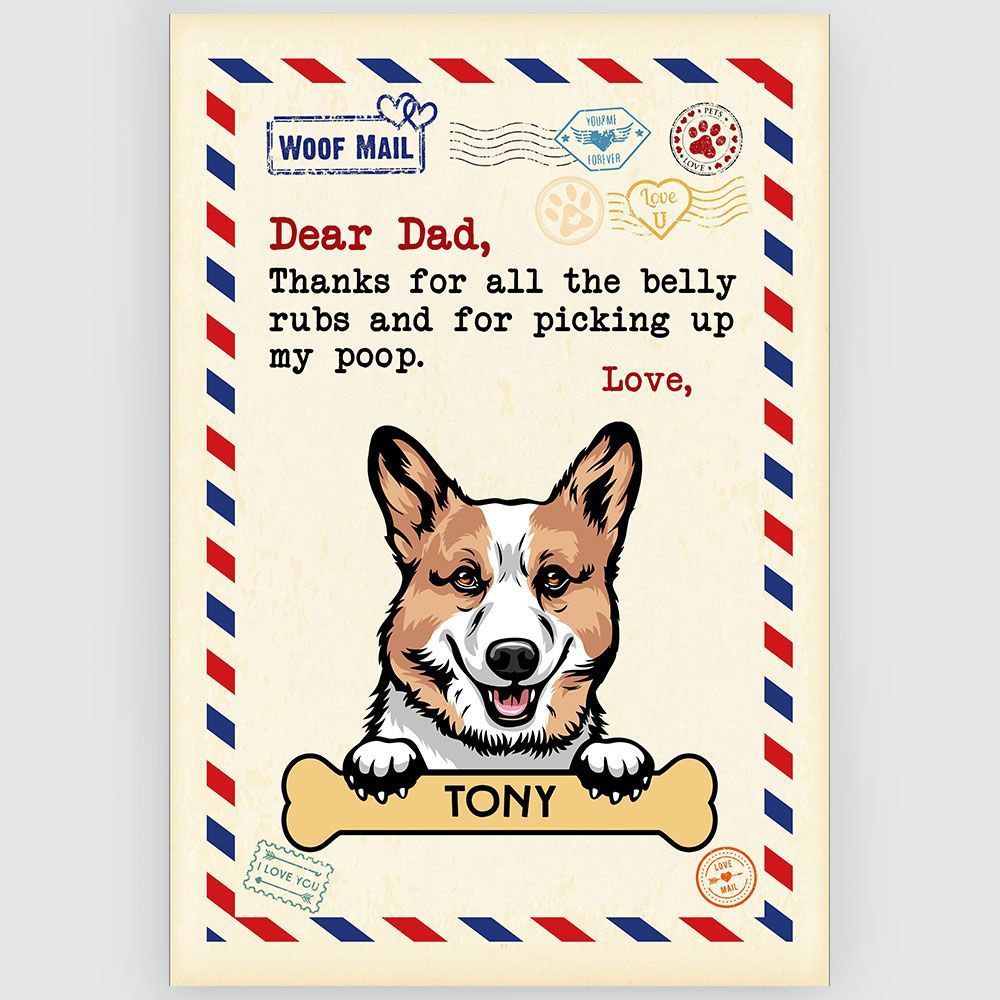 Gift for Dog Dad Woof Mail Custom Poster Wall Art Funny Gifts