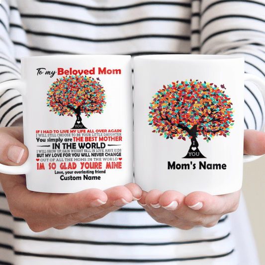 To My Beloved Mom Custom Name Mug From Daughter With Colorful Tree Art