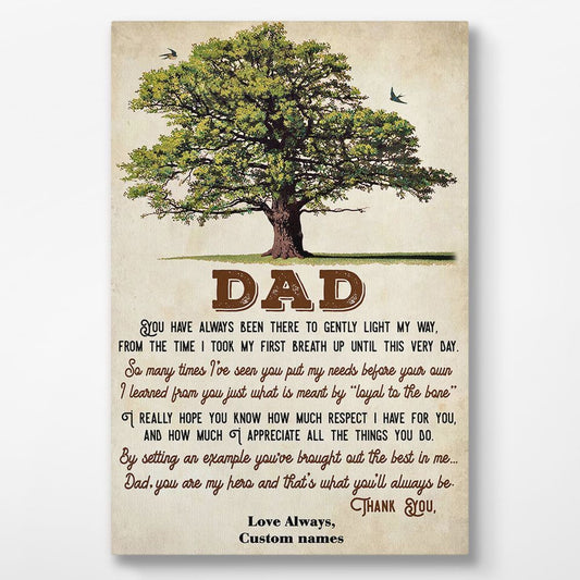 Gifts For Dad Canvas Wall Art With Meaningful Quotes and Vintage Tree Art