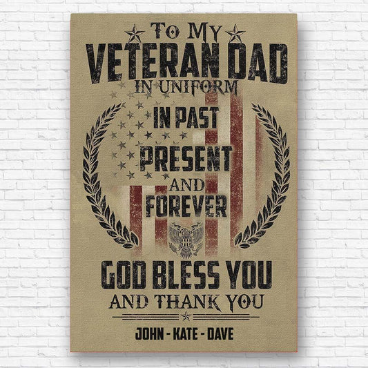 4th of July Veteran Gifts for Dad To My Veteran Dad Poster Wall Art