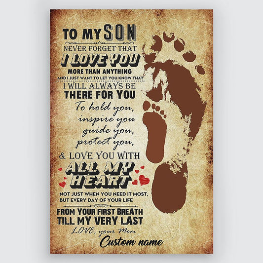 Personalized Gift For Son From Mom To My Son Wall Art With Quote