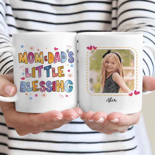 Personalized Coffe Mug For Daughter Mom Dad Little Blessing Custom Photo and Name