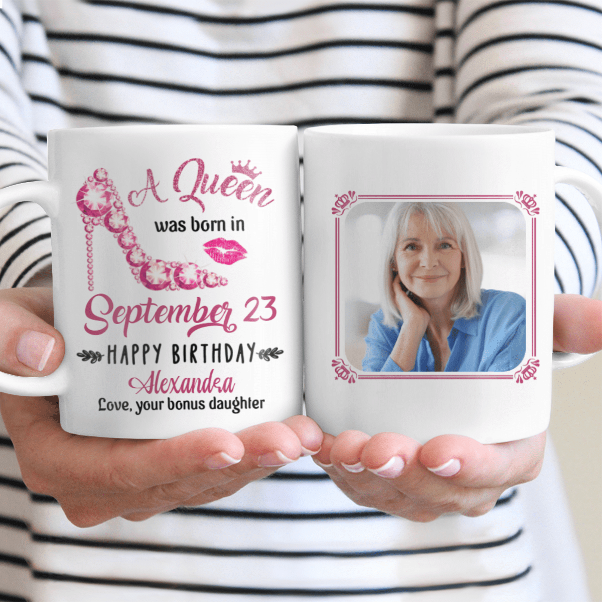 Personalized Photo Mug Queen Was Born In Birthday Gifts For Mom, Aunt, Grandma, Sister