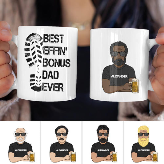 Funny Coffee Mug Best Effin' Bonus Dad Ever Custom Name Gifts For Step Dad