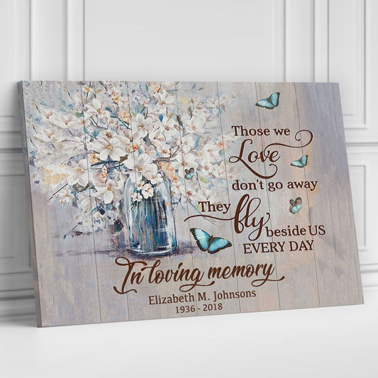 Personalized Canvas Floral Memorial Gifts In Loving Memory Custom Name and Date