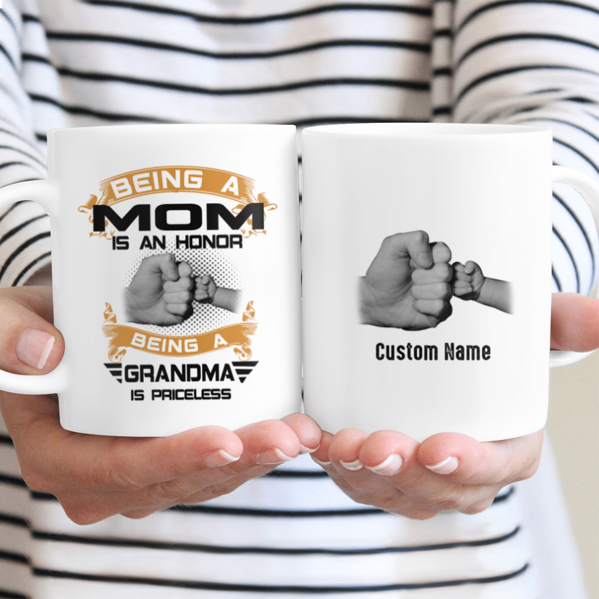 Being A Mom Is An Honor Being A Grandma Is Priceless Custom Name Mug