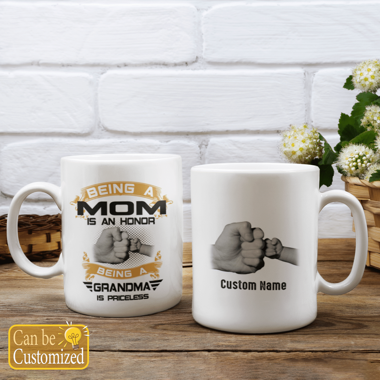 Being A Mom Is An Honor Being A Grandma Is Priceless Custom Name Mug