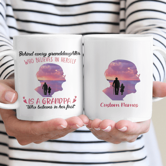 Personalized Gift For Grandma Behind Every Granddaughter Is A Grandma Mug With Quote