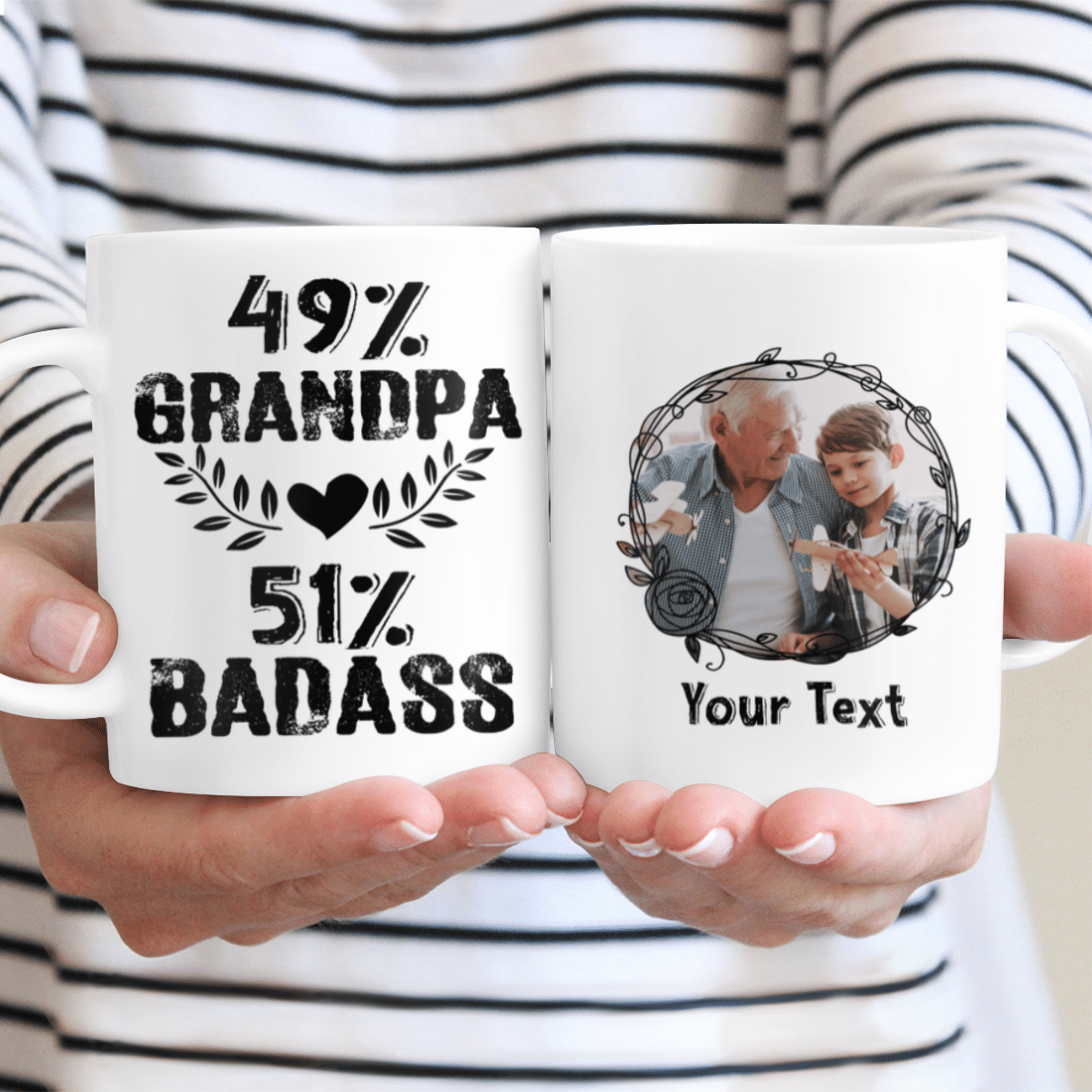 49% Grandpa 51% Badass Custom Name Mug Personalized Gift