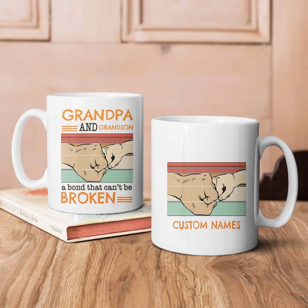 Personalized Gift Grandpa And Grandson A Bond Can't Be Broken Mug Vintage