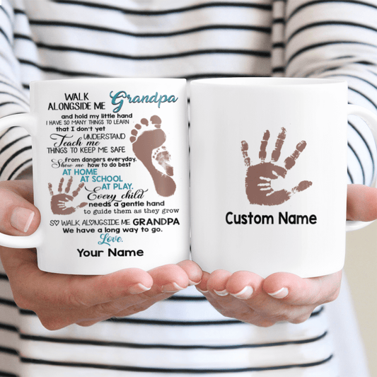 Walk Alongside Me Grandpa Custom Name Mug