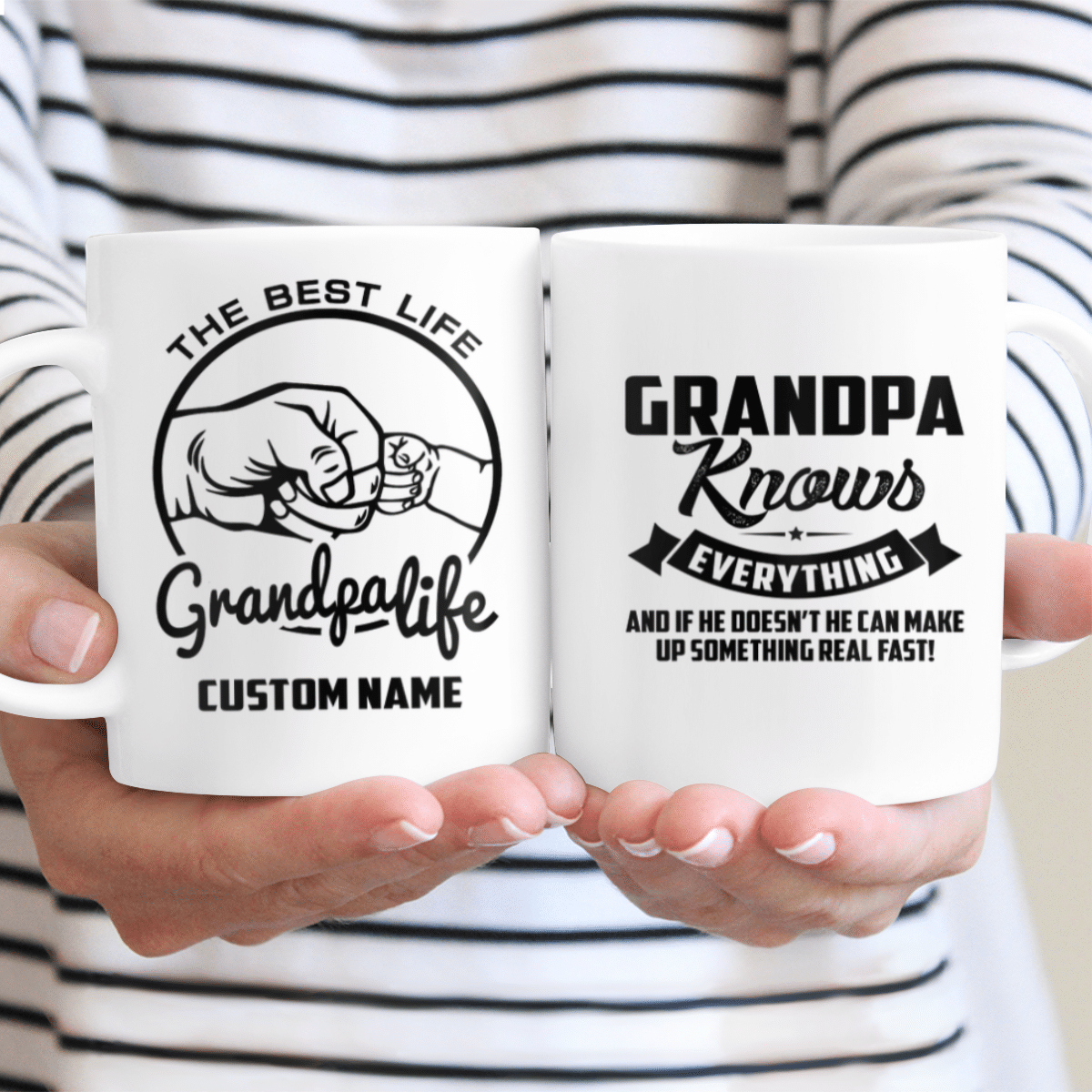 The Best Life Grandpa Life Custom Name Mug Grandpa Knows Everything