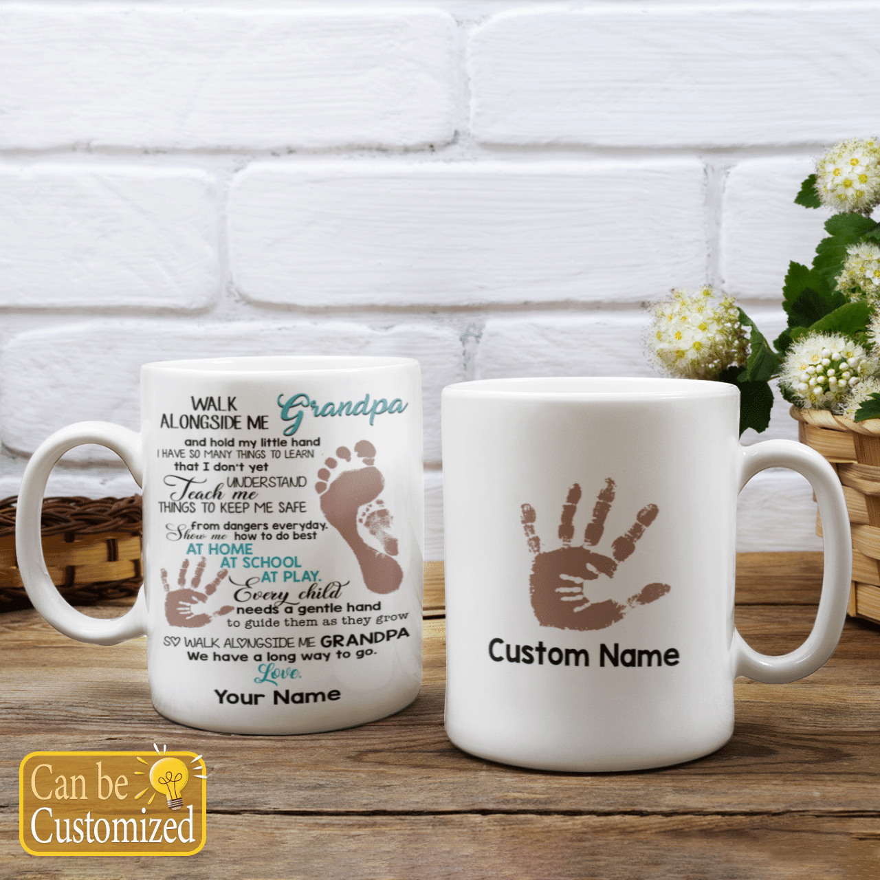 Walk Alongside Me Grandpa Custom Name Mug