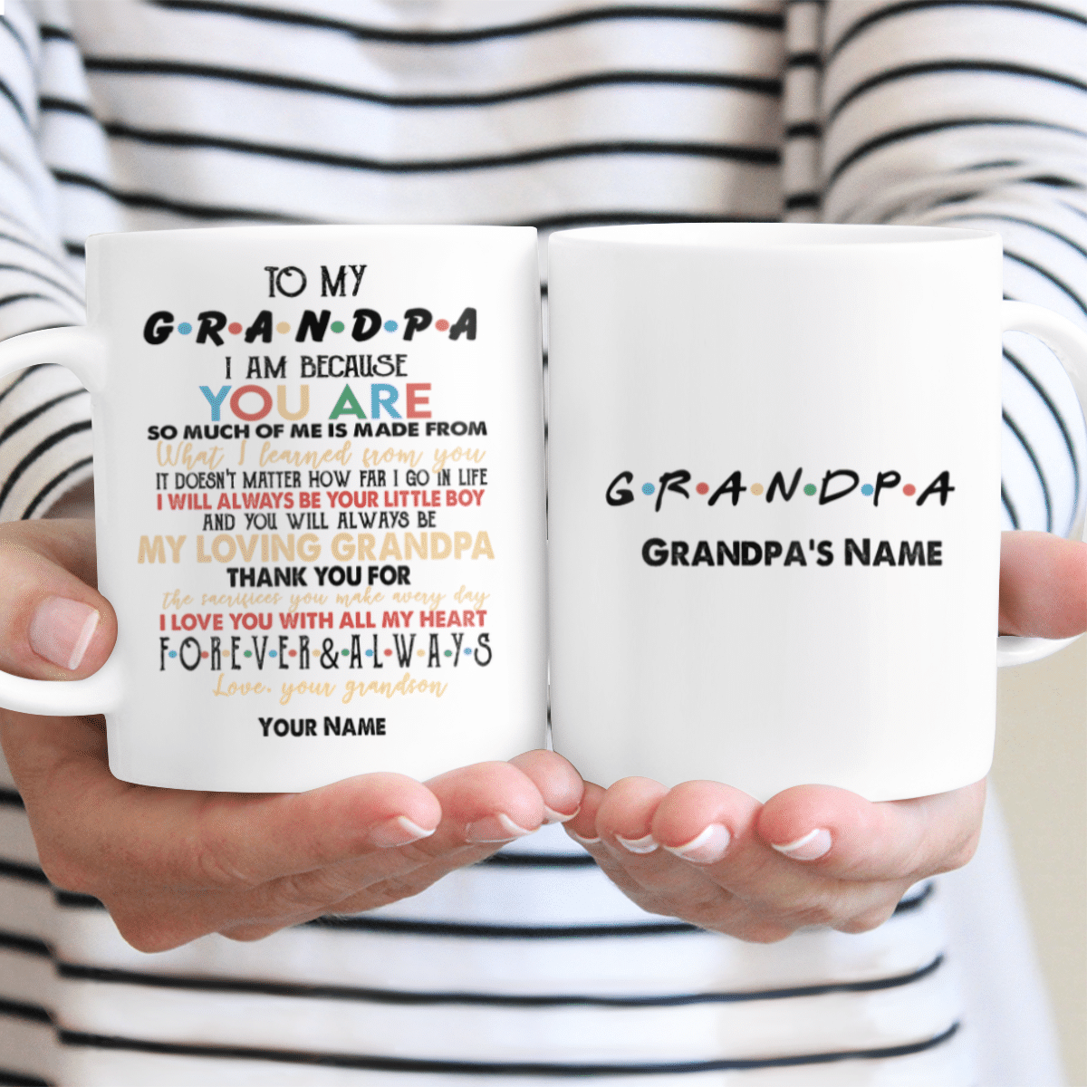 To My Grandpa Custom Name Mug From Grandson FRIENDS Style