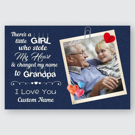 Personalized Gift For Grandpa Wall Art There's A Little Girl Who Stole My Heart