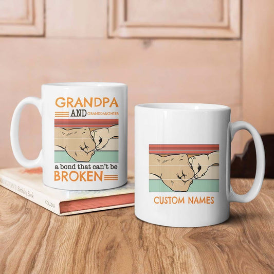 Personalized Gift Grandpa And Granddaughter A Bond Can't Be Broken Mug Vintage