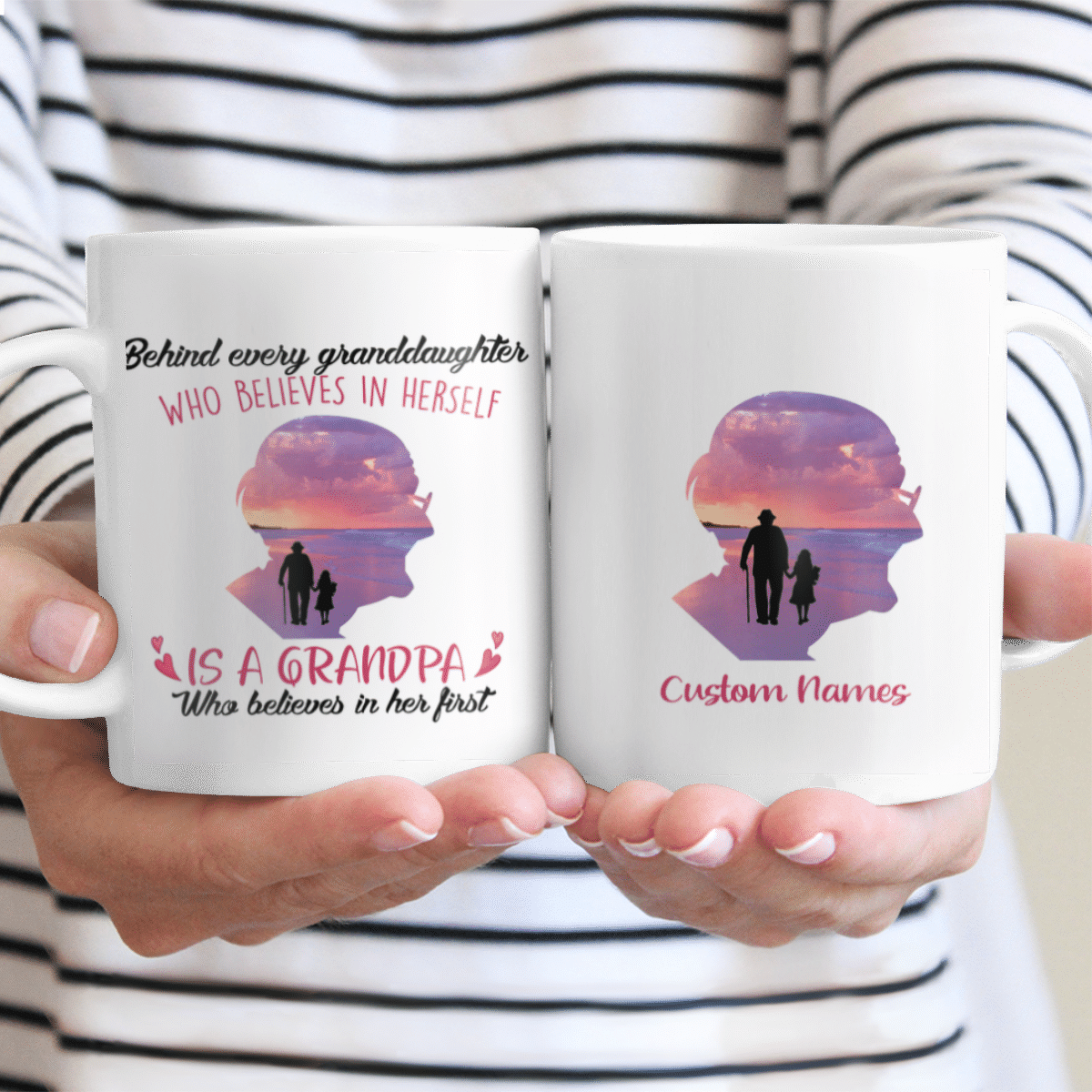 Personalized Gift For Grandpa Behind Every Granddaughter Is A Grandpa Mug With Quote