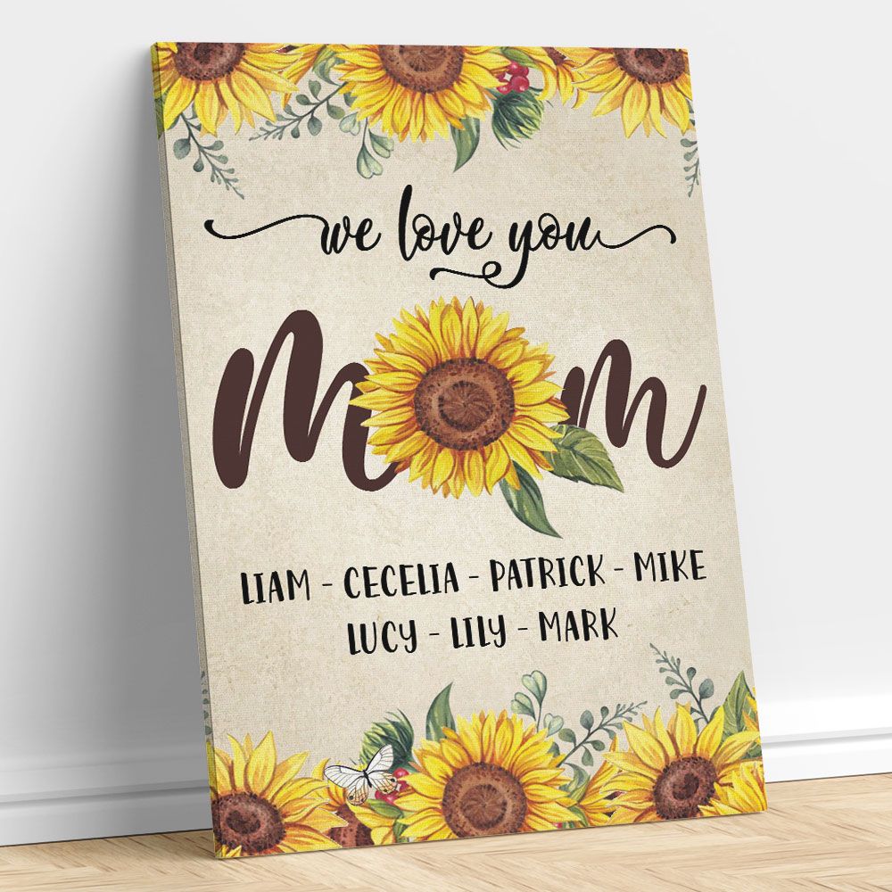 Personalized Sunflower Wall Art Birthday Gifts for Mom, Aunt, Grandma