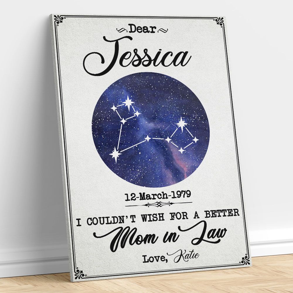Personalized Horoscope Wall Art Custom Star Map Birthday Gifts For Mother In Law
