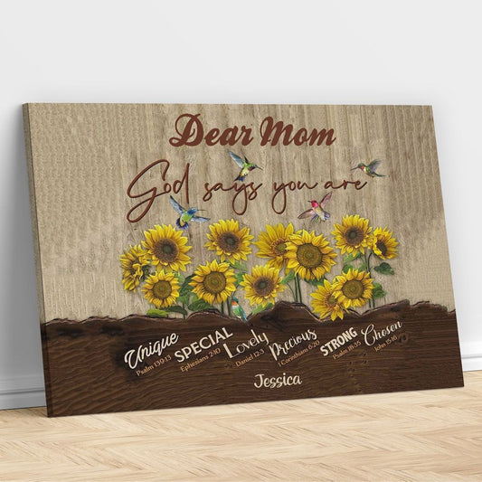 Gifts for Mom Grandma Aunt Sister God Says You Are Wall Art with Sunflowers
