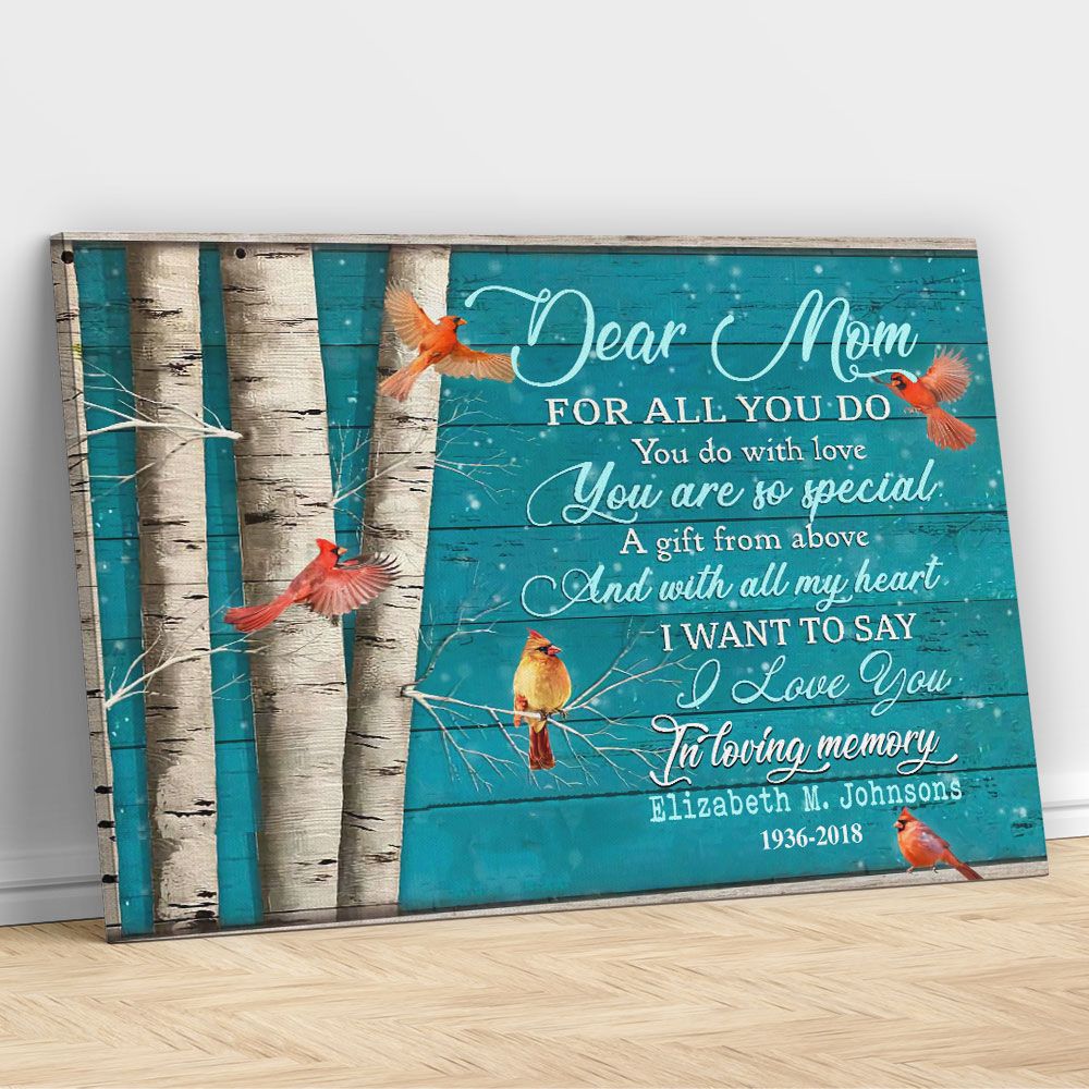 Mom Memorial Gifts Meaningful Quote Wall Art with Cardinals Art