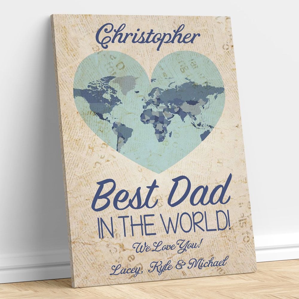 Gifts for Dad Best Dad In The World Poster Canvas Wall Art Personalized Gifts