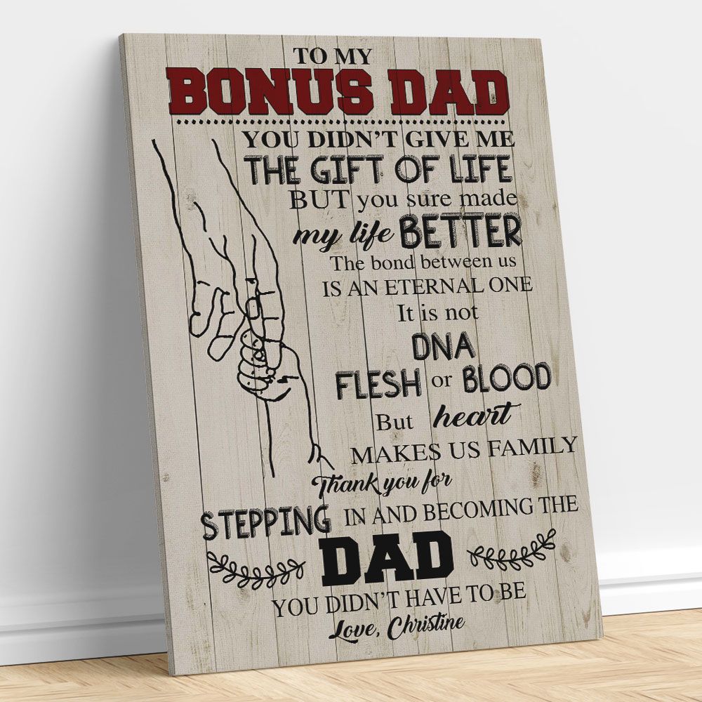 Bonus Dad Gifts Meaningful Quote Wall Art Personalized Gifts Idea